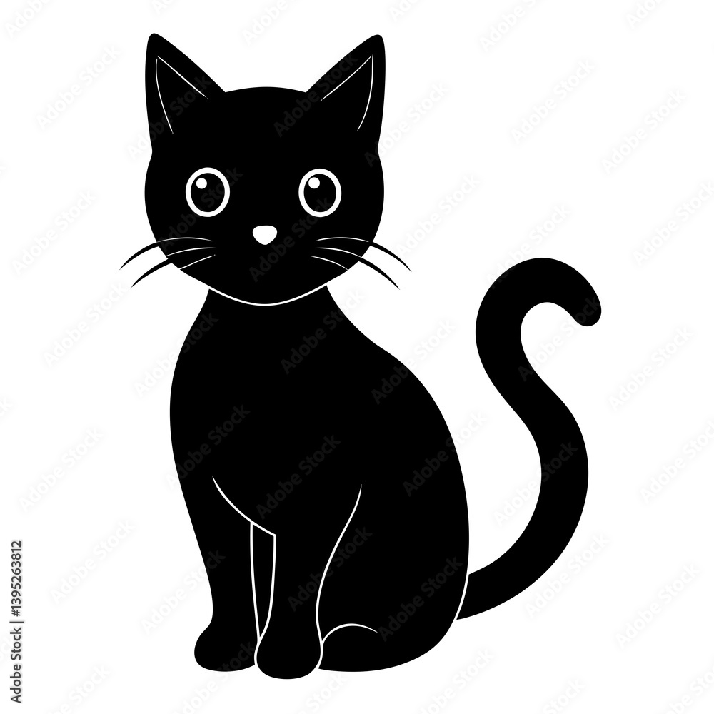 Fototapeta premium vector illustration of a cute black cat