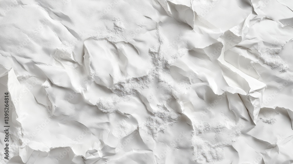 Obraz premium White sculpted texture resembling cracked plaster or eroded stone surface with organic, jagged contours and natural depth