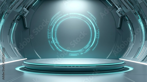 Fototapeta Naklejka Na Ścianę i Meble -  3D rendering technology background e-commerce product exhibition booth