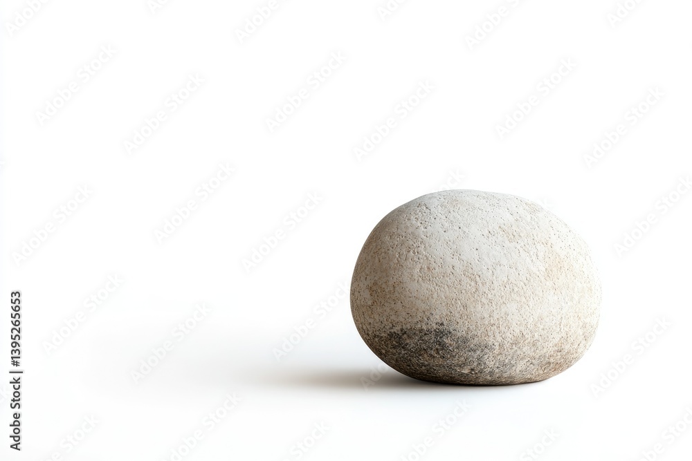 Smooth Round Stone on White Background Perfect for Zen Balance Concept Smooth Round Stone on White Background Perfect for Zen Balance Concept