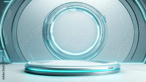 Fototapeta Naklejka Na Ścianę i Meble -  3D rendering technology background e-commerce product exhibition booth