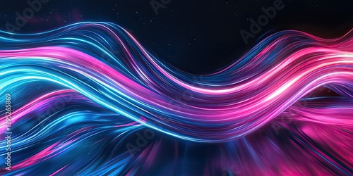 Abstract Background with Luminous Waves and Particle Effects in Deep Space,  created by ai generated