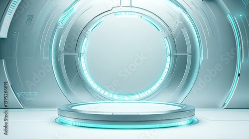 Fototapeta Naklejka Na Ścianę i Meble -  3D rendering technology background e-commerce product exhibition booth