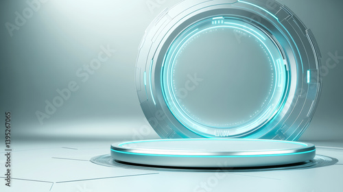 Fototapeta Naklejka Na Ścianę i Meble -  3D rendering technology background e-commerce product exhibition booth