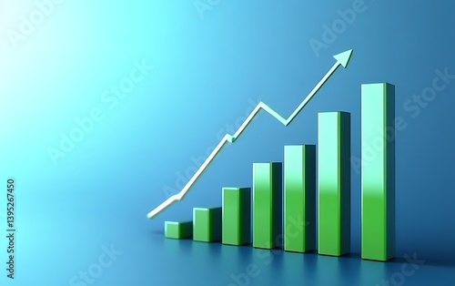 Green upward trend graph on blue background representing business growth, success, and positive financial performance. Free Download Green upward trend graph on blue background representing business growth, success, and positive financial performance. - GFXLoad