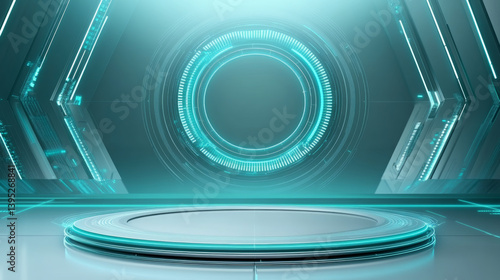 Fototapeta Naklejka Na Ścianę i Meble -  3D rendering technology background e-commerce product exhibition booth