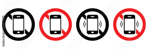 Warning sign no phone. No Smartphone and Cell Phone Allowed Sign - Vector Illustration of Prohibition 
Symbol for Mobile Phones. Mobile turn off of vector illustration