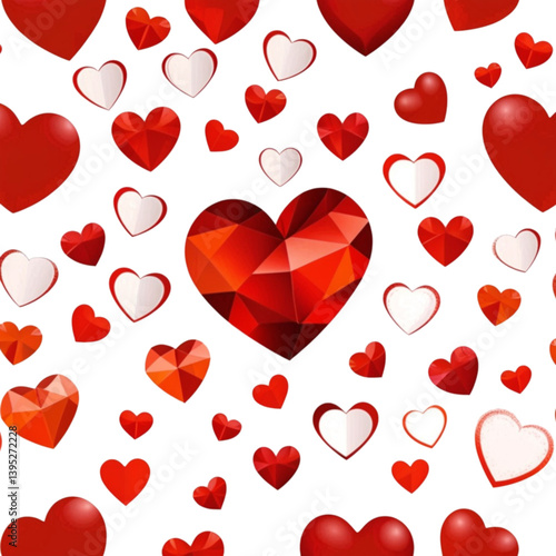 宝石のような赤いハート｜Red Gem Heart