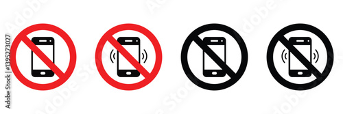 Warning sign no phone. No Smartphone and Cell Phone Allowed Sign - Vector Illustration of Prohibition 
Symbol for Mobile Phones. Mobile turn off of vector illustration