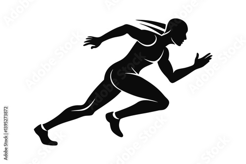 Silhouette of an Athlete Running with Speed Lines 
