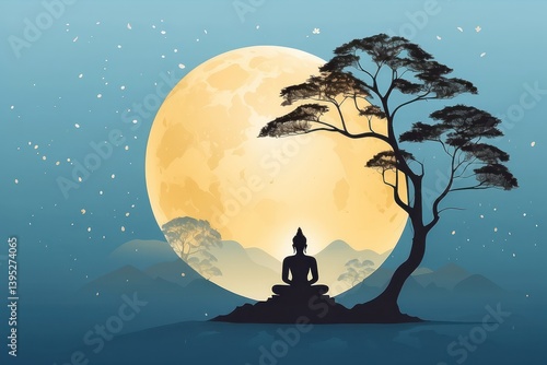 Obraz na płótnie Flat vector illustration of Vesak Day celebration w salonie