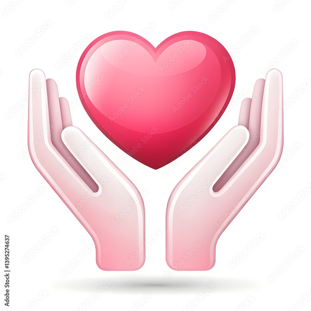 Obraz premium Pink in love heart Health care icon