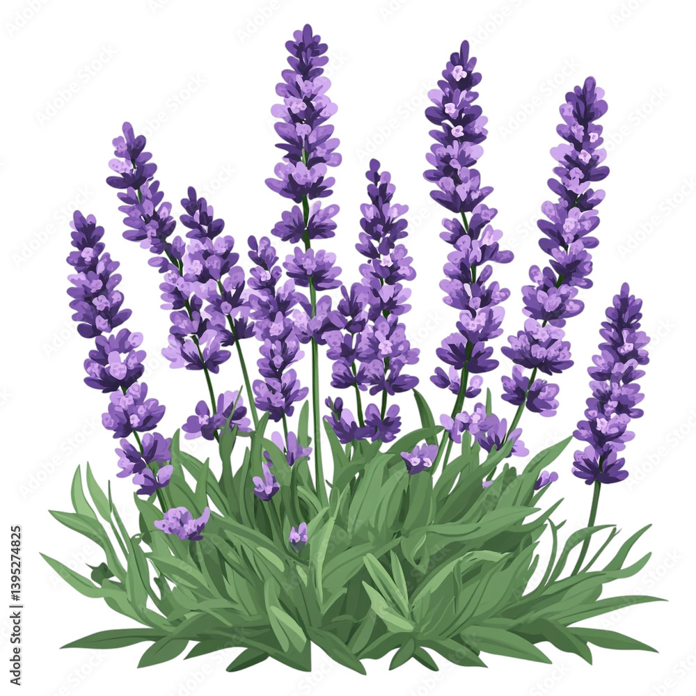 Fototapeta premium Serene lavender flowers blooming peacefully in a lush green garden a beautiful summer scene