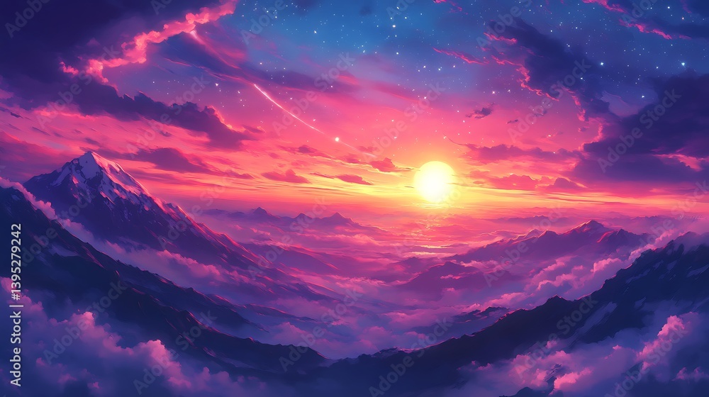 Dramatic Mountain Sunset with Golden Light and Clouds for Adventure Themes, Scenic Landscapes, or Inspiring Backgrounds Dramatic Mountain Sunset with Golden Light and Clouds for Adventure Themes, Scenic Landscapes, or Inspiring Backgrounds