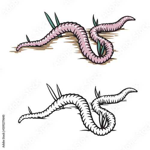 worm vector illustration. Drawing. Detailed. Realistic. Easy to edit. 