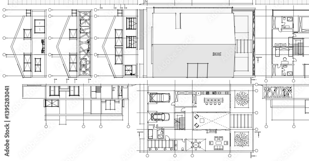 Fototapeta premium house architectural project sketch 3d illustration