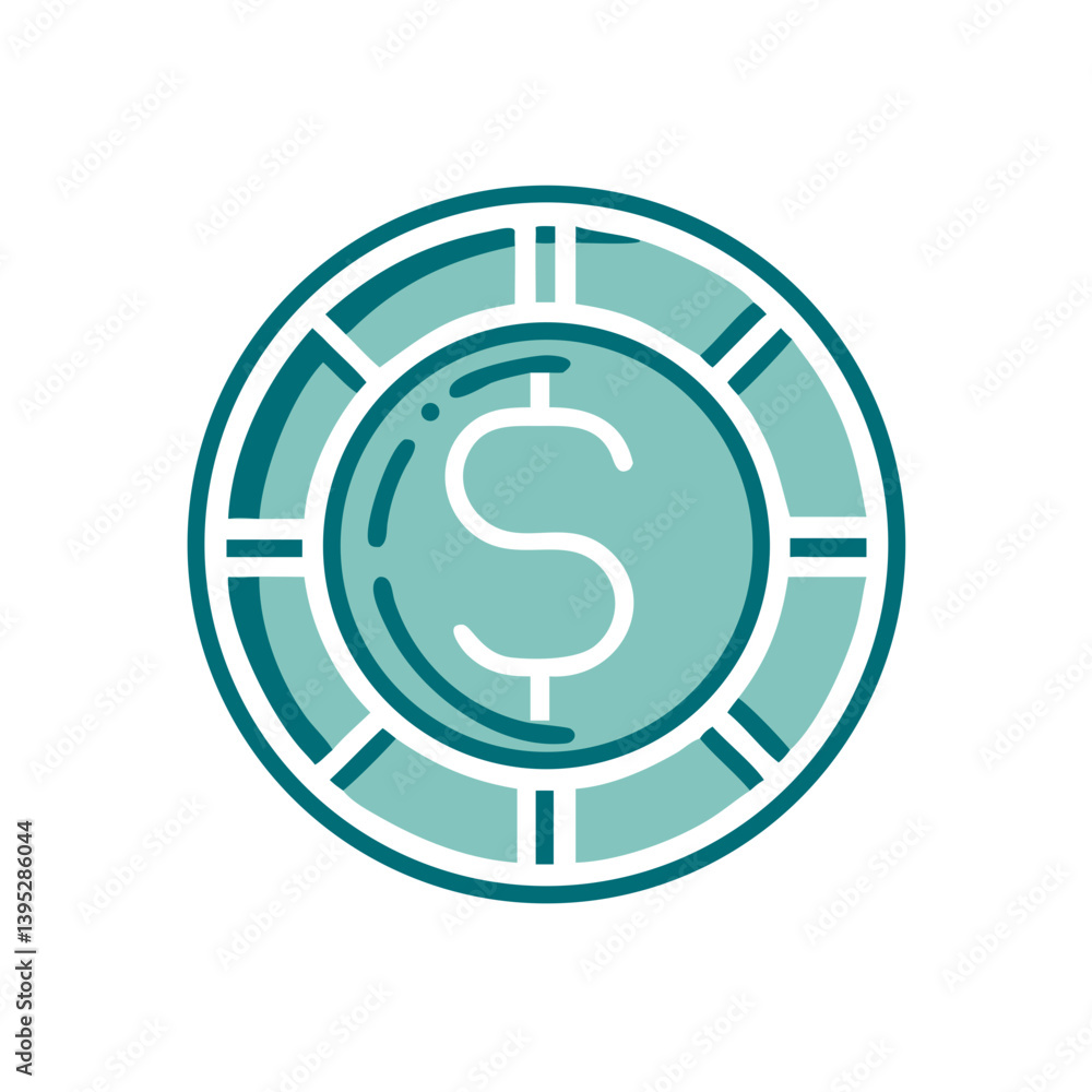 Obraz premium Icon of a dollar coin in a modern flat design 