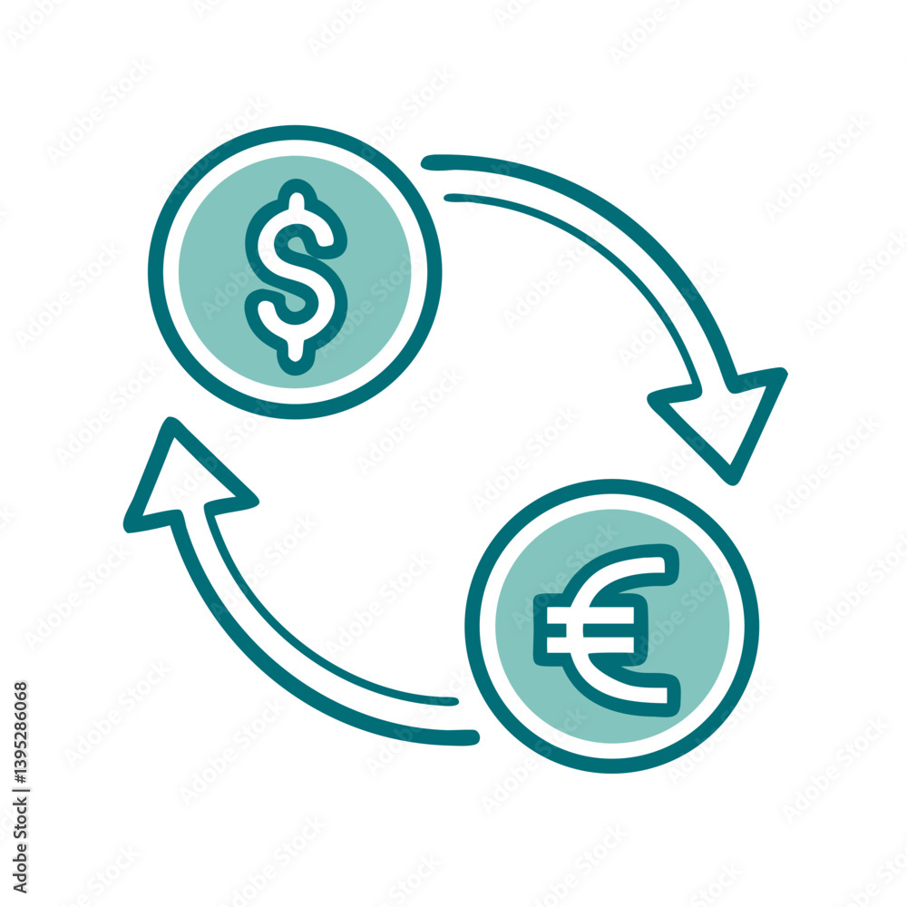Currency exchange symbol with arrows in a minimalist style Currency exchange symbol with arrows in a minimalist style