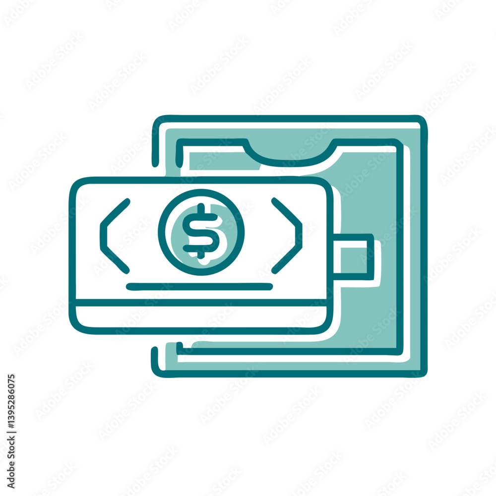 Deposit icon with dollar bill in a wallet Deposit icon with dollar bill in a wallet