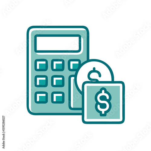 Budgeting calculator with currency symbols in modern style  