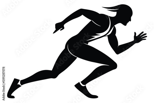Silhouette of Female Runner, Athletic Woman in Motion 