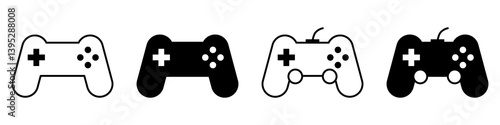 Gaming Controller Icon Vector Set. Game console Vector Icon in line style design. Symbol of Gamepad. Vector illustration.