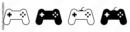 Gaming Controller Icon Vector Set. Game console Vector Icon in line style design. Symbol of Gamepad. Vector illustration.