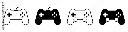 Gaming Controller Icon Vector Set. Game console Vector Icon in line style design. Symbol of Gamepad. Vector illustration.