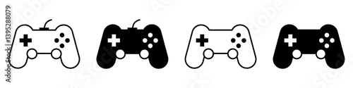 Gaming Controller Icon Vector Set. Game console Vector Icon in line style design. Symbol of Gamepad. Vector illustration.