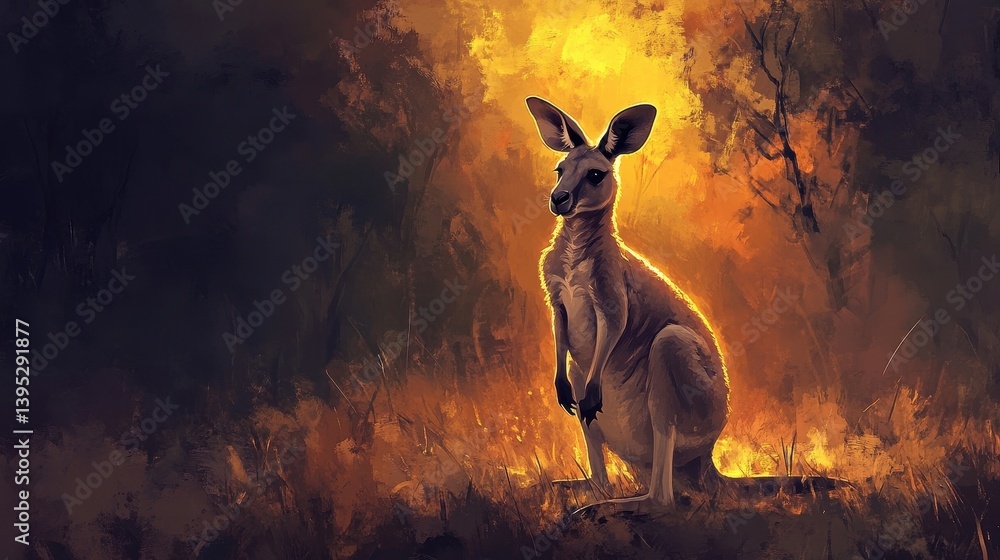 kangaroo silhouette in sunset australian outback