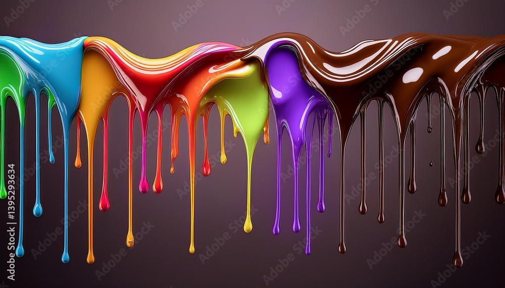 Naklejka premium Chocolate flows like paint, creating a sweet symphony. 