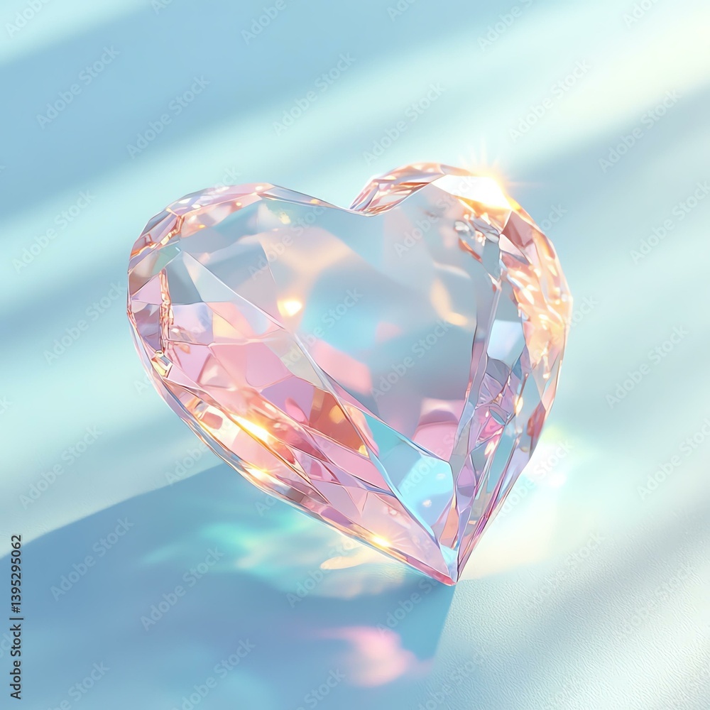 Fototapeta premium A stunning, heart-shaped crystal that reflects light beautifully. Perfect for adding a touch of elegance and romance to any setting.
