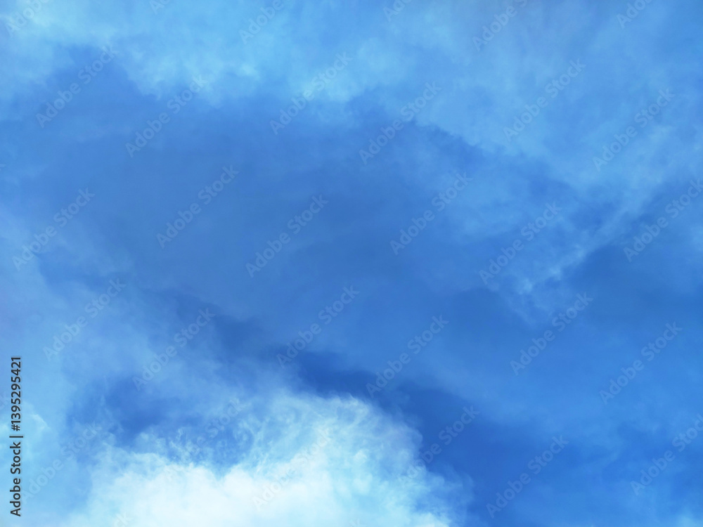View Bright blue sky with white clouds View Bright blue sky with white clouds