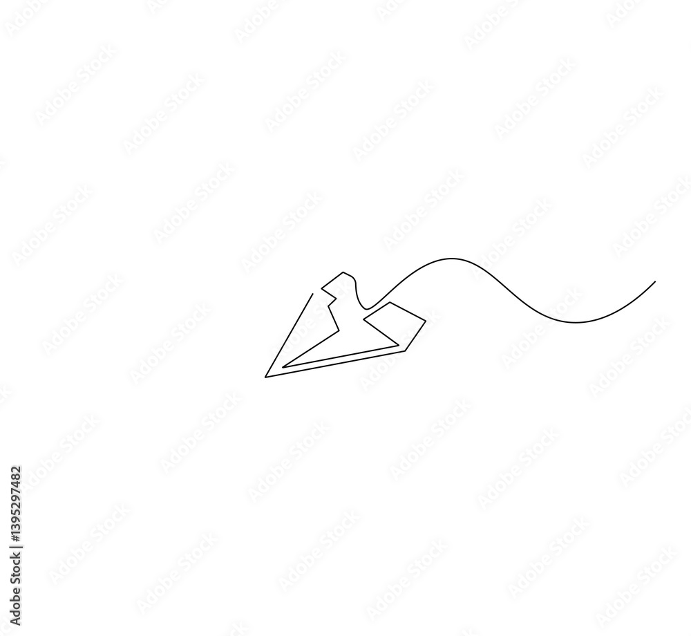 Paper plane outline drawing illustration. Continuous line draw of airplane vector. Paper plane outline drawing illustration. Continuous line draw of airplane vector.