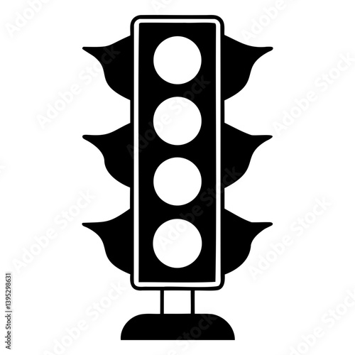 Traffic light silhouette vector icon isolated on transparent background