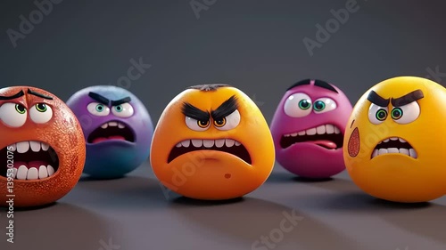 Angry Emojis 3D Render: Furious Faces Digital Art