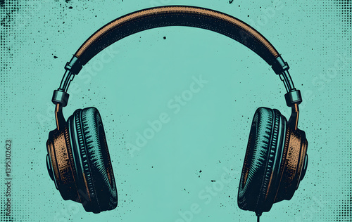 headphones on grunge background