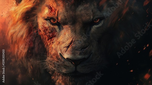 scarred lion fierce and majestic