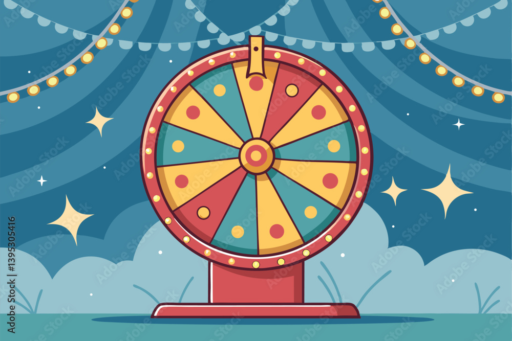 Obraz premium Design a vibrant vector illustration of a spinning discount wheel with bold, impactful strokes. Emphasize dynamic motion and a strong visual impact.