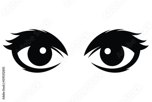 Stylized Black Eyes Showing Intense Gaze, 
