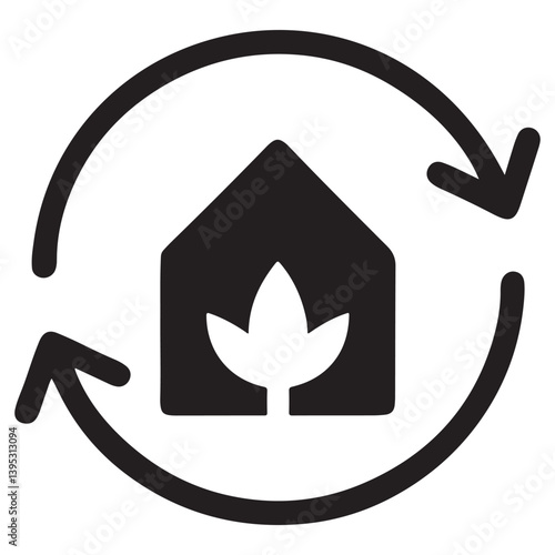  "Eco-Friendly Housing and Sustainability Cycle Icon"