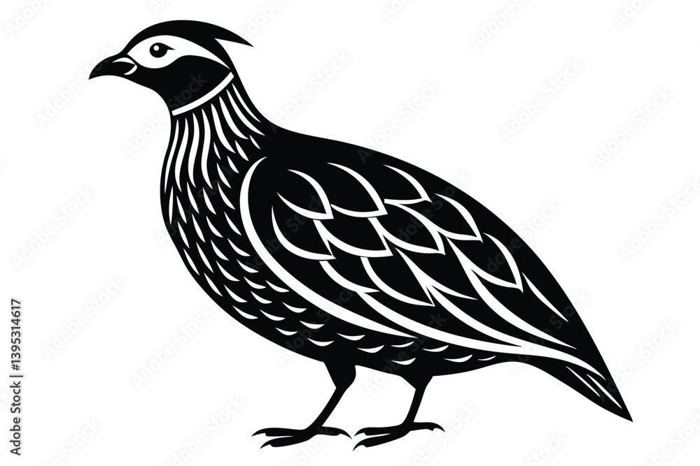 Stylized Quail Silhouette with Bold Line Design Stylized Quail Silhouette with Bold Line Design