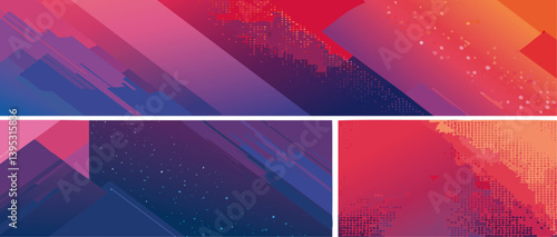 Obraz na płótnie abstract header background Set with colorful halftone pattern vector design w salonie
