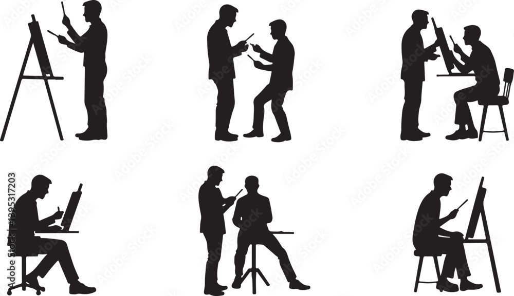 Fototapeta premium silhouettes of people in different situations