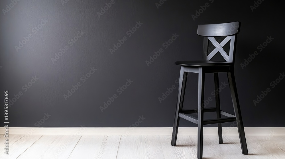 Naklejka premium Modern Black Bar Stool in Dark Room