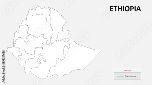 Ethiopia map. Country map of Ethiopia. Administrative map of Ethiopia with Countries names in outline.