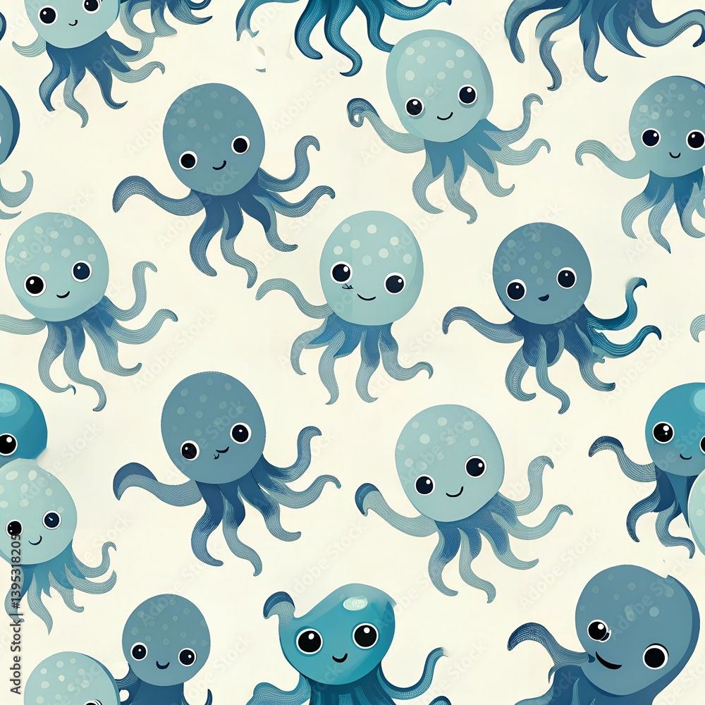Cute minimalistic octopuses swim joyfully in a whimsical aquatic environment filled with vibrant shades of blue octopus, cute, minimalism, aquatic, underwater, blue, joyful, whimsical, marine, life Cute minimalistic octopuses swim joyfully in a whimsical aquatic environment filled with vibrant shades of blue octopus, cute, minimalism, aquatic, underwater, blue, joyful, whimsical, marine, life