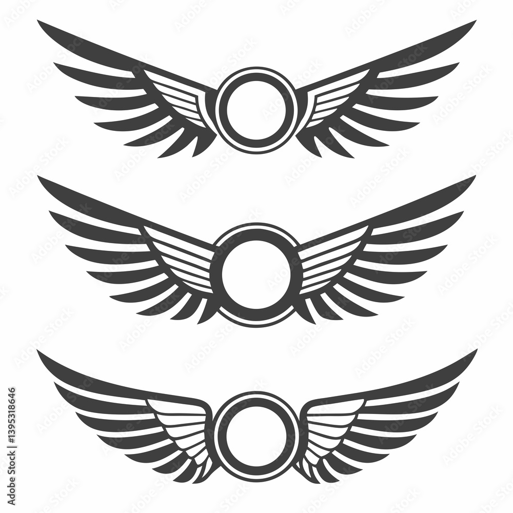 Obraz premium Minimalist Stylized Wings Vector Design set
