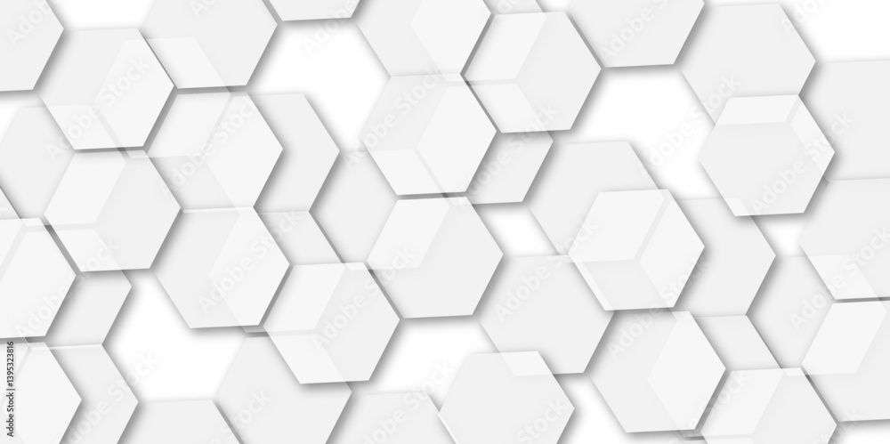 Fototapeta premium Abstract Geometric Technology 3D White Light and grey Structure Featuring a Polygonal Honeycomb Pattern with Luxury Design Elements for a Modern and High-Tech Vector Background