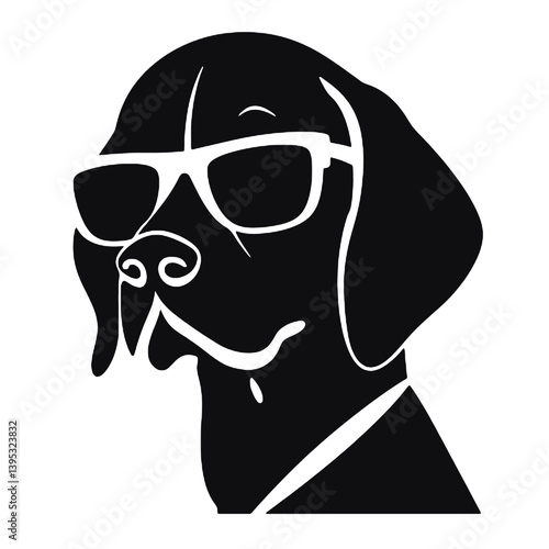 Beagle dog with Glasses vector black silhouette print design